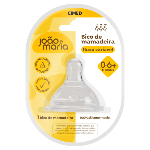 Bico para Mamadeira Anticólica Fluxo Variável Silicone João e Maria n° 02