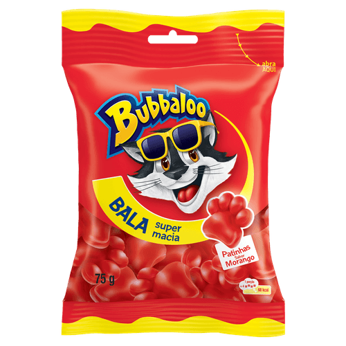 Bala Morango Patinhas Bubbaloo - 75g