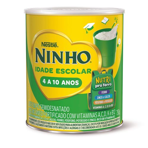 Leite em Pó Semidesnatado Ninho Idade Escolar 750g