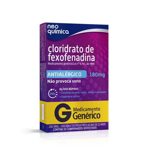 Antialérgico Cloridrato de Fexofenadina Neo Química 180 mg 10 comprimidos revestidos