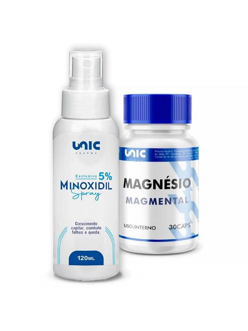 Kit MagMental (30 Caps.) mais Minoxidil 5% (Spray 120ml)