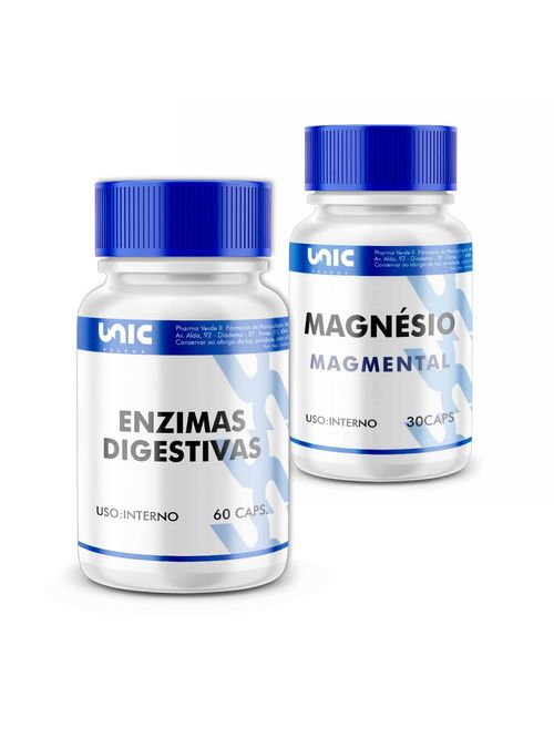 Kit MagMental  300mg  mais Enzimas Digestivas   ( 60 Cáps) cada