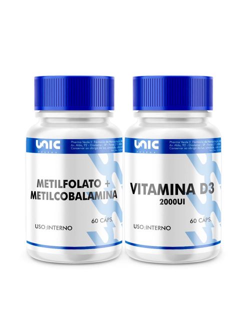 Metilfolato + Metilcobalamina E Vitamina D3 - 60 Cápsulas
