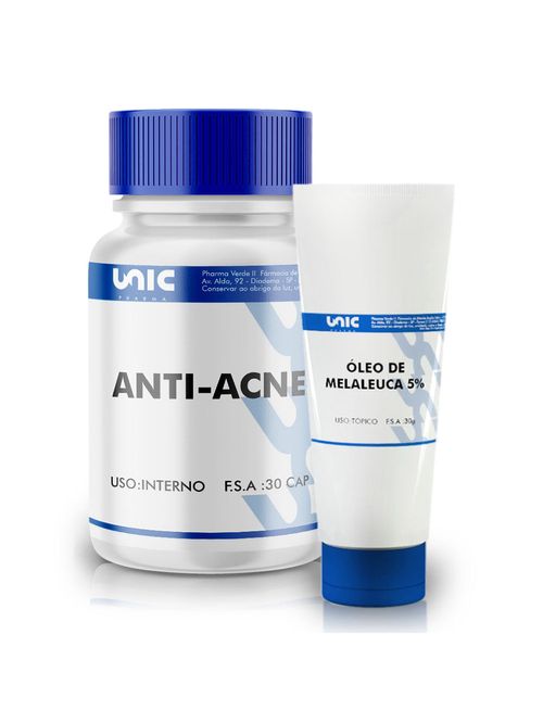 Kit-Óleo De Melaleuca 5% Antibacteriano 30G + Cápsula Anti-Acne - 30 Cápsulas