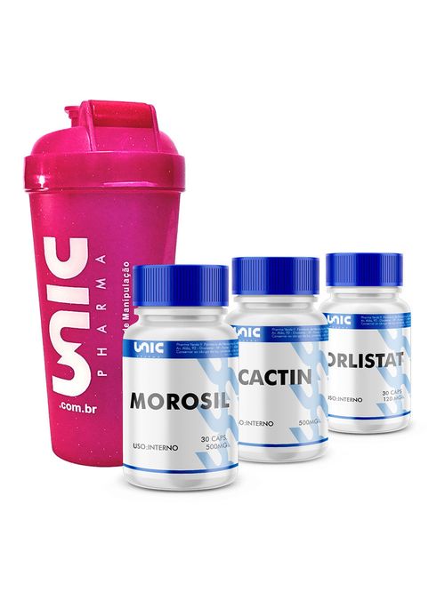 Kit Morosil + Cactin + Orlistat 90 Cápsulas + Coqueteleira Unicpharma
