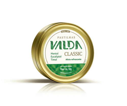 Pastilhas Mentol, Eucaliptol e Timol Valda Classic Lata 50g