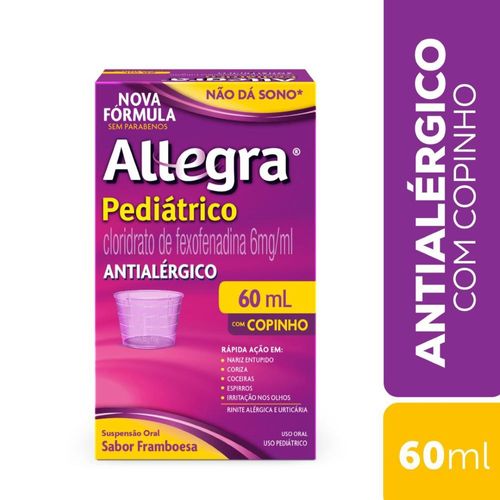 Antialérgico Infantil Allegra Pediátrico 6mg/ml - Suspensão Oral - 60ml