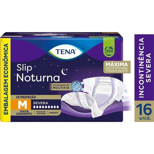 Fralda Geriátrica Tena Slip Noturna M - 16 Unidades
