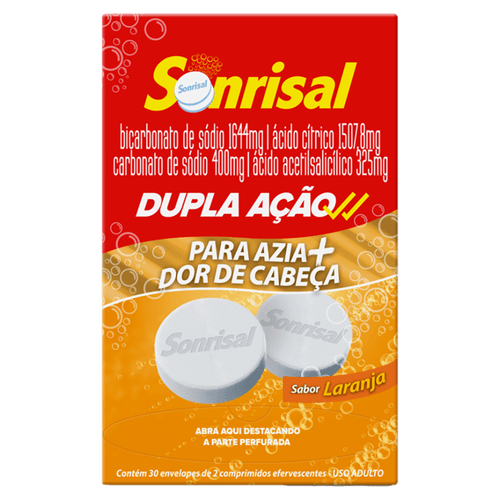 Sonrisal 1644mg Laranja Caixa 30 Envelopes com 2 Comprimidos Efervescentes
