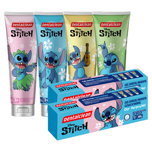 Gel Dental Infantil com Flúor Morango Stitch Dentalclean - 104g
