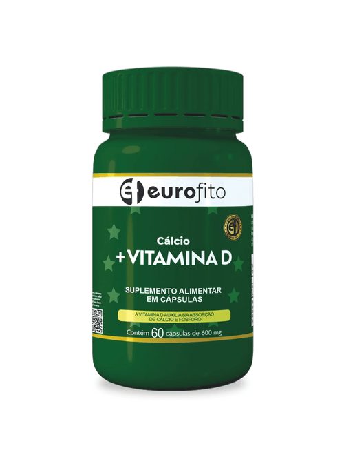 Cálcio + Vitamina D 600mg Com 60 Cápsulas - Eurofito
