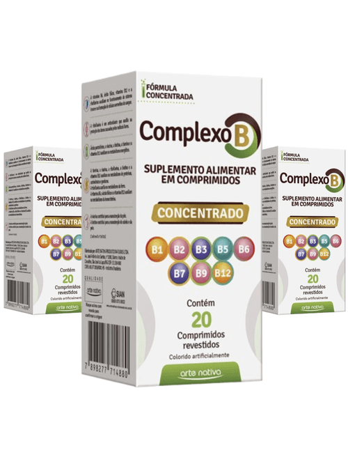 Kit 3 Complexo B Concentrado com 20 Comprimidos Arte Nativa