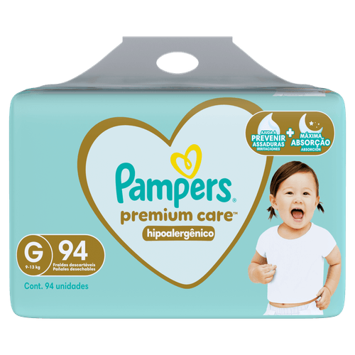 Fralda Descartável Infantil Pampers Premium Care G - 94 Unidades