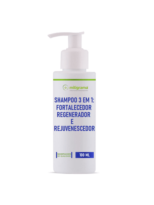 Shampoo 3 em 1: Fortalecedor, Regenerador e Rejuvenescedor 100ml
