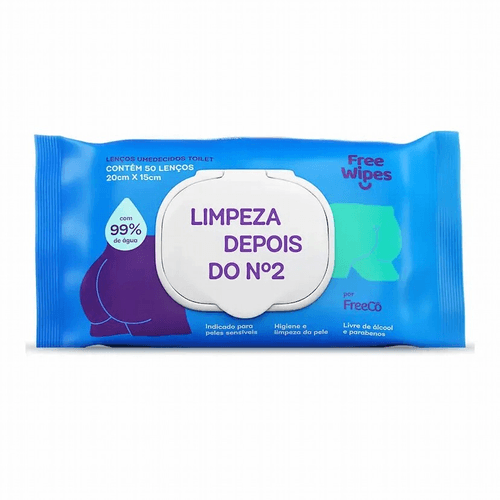 Lenço Umedecido Limpeza depois do Número 2 Free Wipes - 50 Unidades