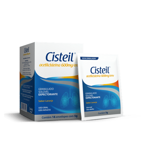 Cisteil acetilcisteína 600mg/env 5g Adulto Laranja - 16 Envelopes