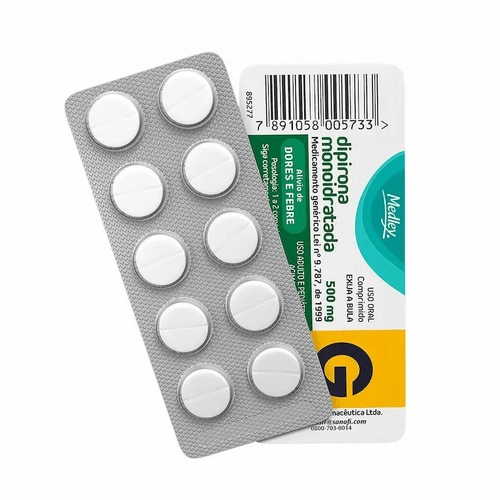 Dipirona Monoidratada 500mg Genérico Medley - 10 Comprimidos