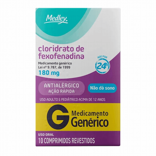 Cloridrato de Fexofenadina 180mg Genérico Medley - 10 Comprimidos