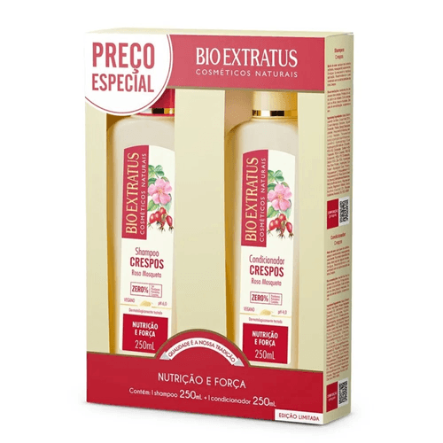 Kit Bio Extratus Crespos Nutrição e Força Shampoo 250ml + Condicionador 250ml