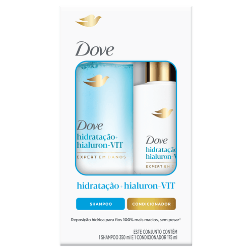 Kit Shampoo 350ml + Condicionador 175ml Dove Hidratação + Hialuron-VIT
