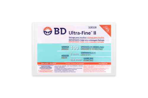Seringa para Insulina BD Ultra-Fine com Agulha 8mm 100UI - 10 Unidades