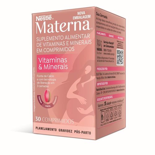 Suplemento Polivitamínico Materna Nestlé 30 Comprimidos Revestidos