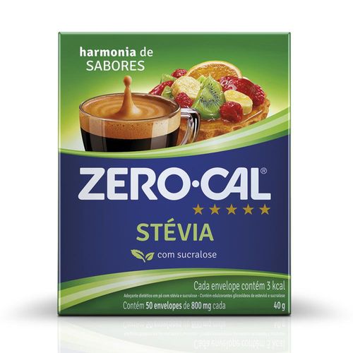 Adoçante em Pó Zero-Cal Stevia 800mg - 50 Sachês
