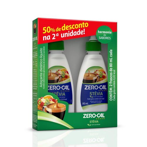 Kit Adoçante Líquido Zero-Cal Stevia 2 unidades de 80ml cada