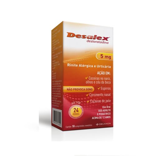 Desalex Desloratadina 5mg Rinite Alérgica - 10 Comprimidos