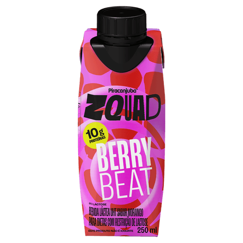 Bebida Láctea UHT Berry Beat Zero Lactose Piracanjuba Zquad - 250ml