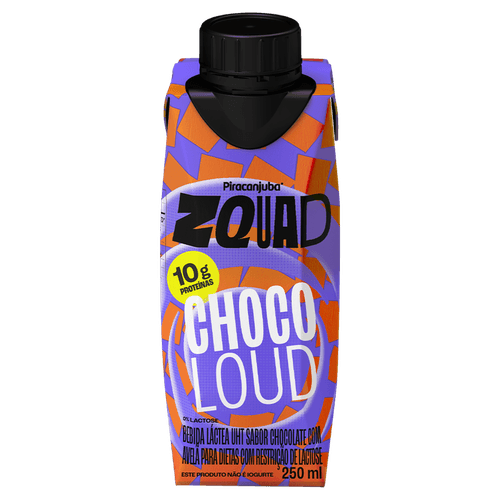 Bebida Láctea UHT Choco Loud Zero Lactose Piracanjuba Zquad - 250ml