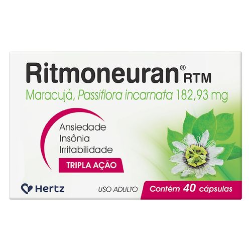 Suplemento Fitoterápico Ritmoneuran RTM Maracujá Passiflora Incarnata 182,93mg Cápsula 40 Unidades