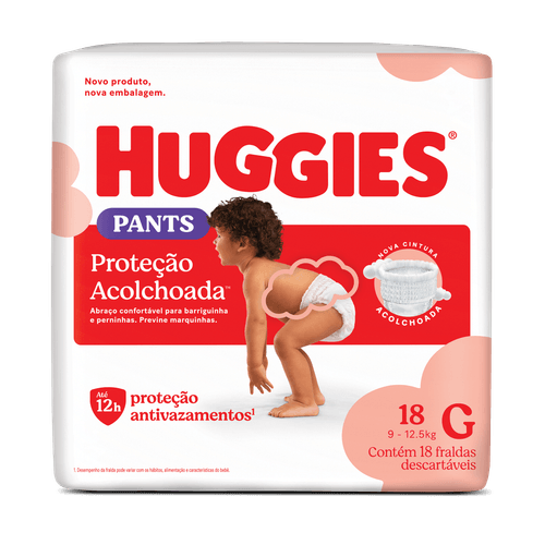 Fralda Descartável Huggies Pants Roupinha Proteção Acolchoada G - 18 Unidades
