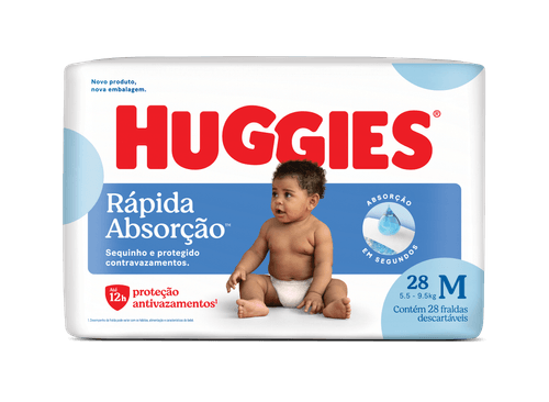 Fralda Descartável Infantil Huggies Rápida Absorção M - 28 Unidades