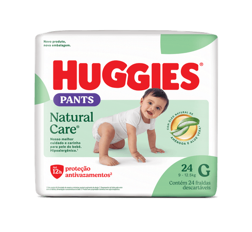 Huggies Fralda Roupinha Natural Care G 24 Un Xtra-Flex Hipoalergênica 12h