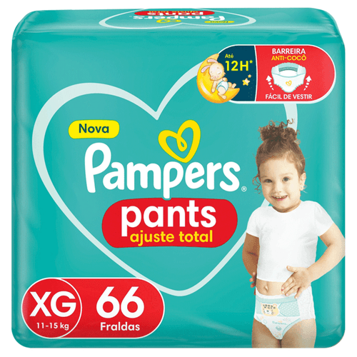 Fralda Pampers Pants Ajuste Total XG – 66 Unidades