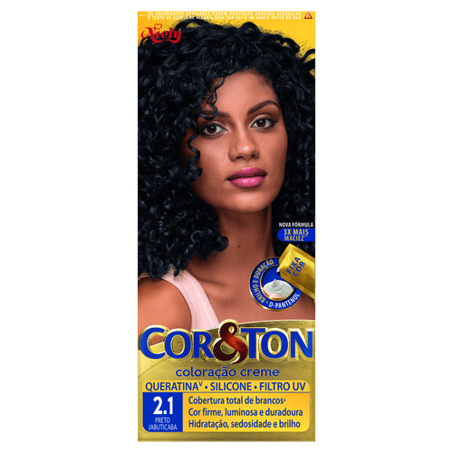 Kit Coloração Creme 2.1 Preto Jabuticaba Queratina Filtro UV Niely Cor&Ton