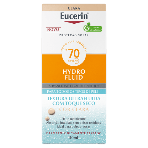 Protetor Solar Facial Eucerin Hydro Toque Seco Cor Clara FPS 70 - 50ml