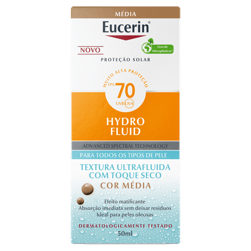 Protetor Solar Eucerin Hydro Toque Seco Cor Média FPS 70 - 50ml
