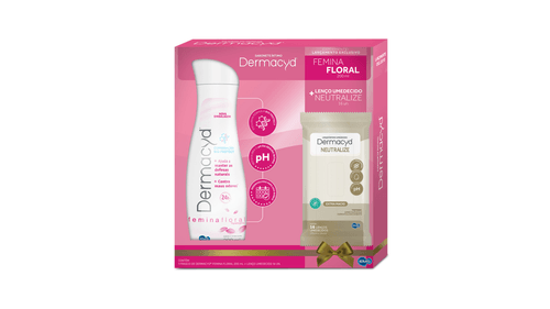 Kit Dermacyd Femina Floral - 200ml + Lenço Íntimo Umedecido Dermacyd Neutralize - 16 unidades
