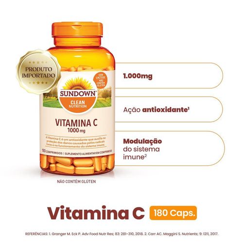 Suplemento Alimentar Sundown Vitamina C 1.000mg - 180 Comprimidos