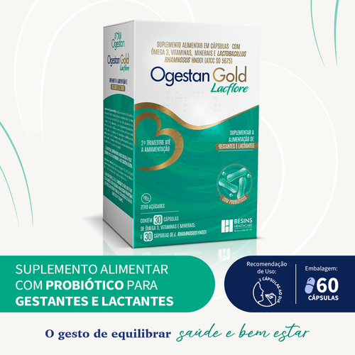 Suplemento Alimentar Ogestan Gold Lacflore Gestantes e Lactantes - 30 Cápsulas