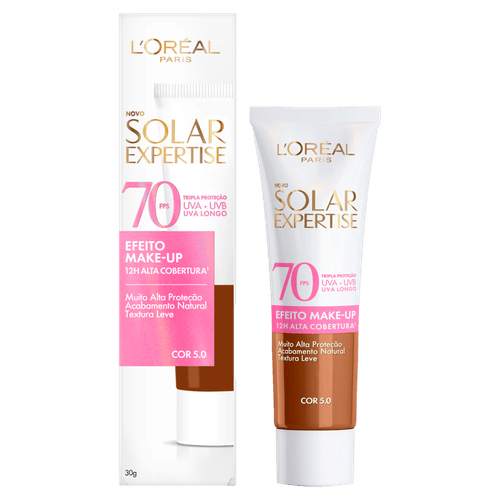 Protetor Solar Efeito Make-Up com Cor 5.0 FPS 70 L'oréal Paris Solar Expertise - 30g