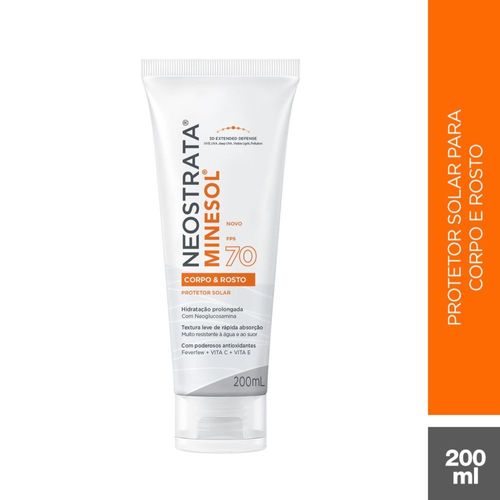 Protetor Solar Corpo e Rosto FPS 70 Neostrata Minesol Bisnaga 200ml