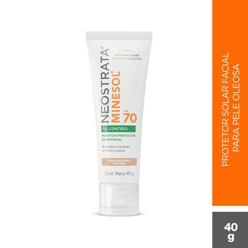 Protetor Solar Facial Pele Morena FPS 70 Neostrata Minesol Oil Control Caixa 40g