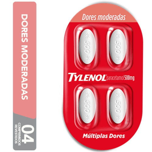 Analgésico Paracetamol Tylenol 500mg Blister 4 Comprimidos