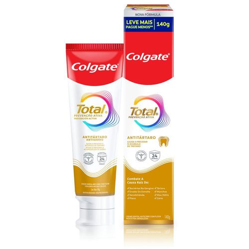 Creme Dental Colgate Total Prevenção Ativa Antitártaro - 140g