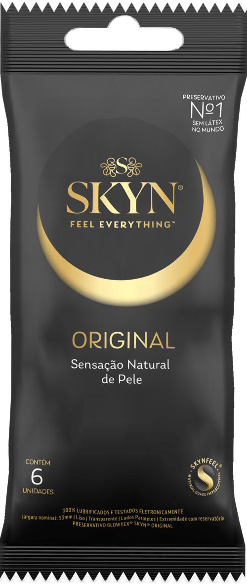 Preservativo Skin 6 Unidades Poliisopreno Sem Látex Lubrificado Blowtex