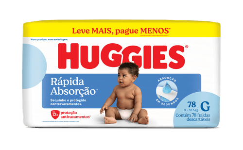 Huggies Fralda Descartável Tripla Proteção G 78 Unidades Xtra-Protect 12h