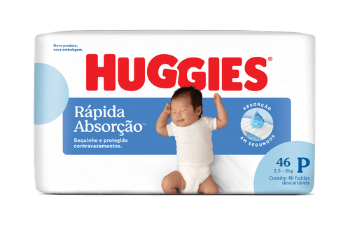 Huggies Fralda Tripla Proteção P 46 unidades - Xtra-Protect 12h, barreiras anti-vazamento